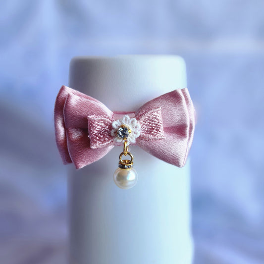 Pink Pearl Satin pet collar